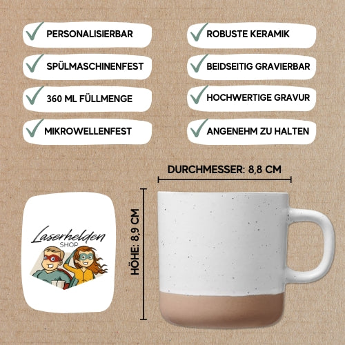 Personalisierte Tasse mit Wunschtext und Blume