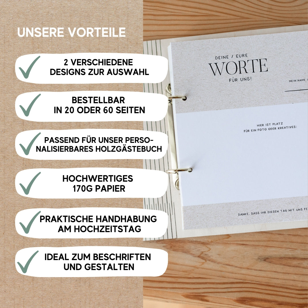 Gästebuch-Innenseiten Hochzeit – Kreative Fragen & Erinnerungen im modernen Design