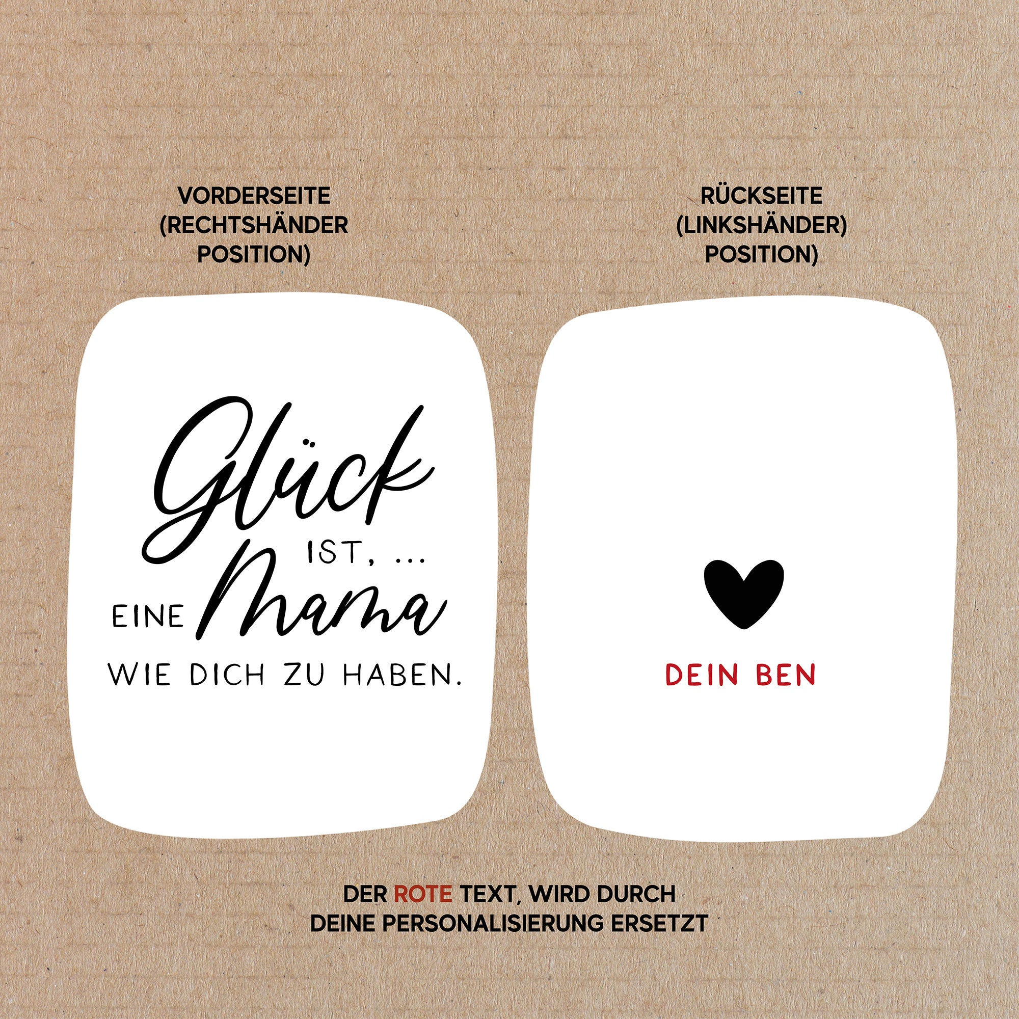 Gravur für personalisierte Tasse - "Glück ist, eine Mama wie dich zu haben"