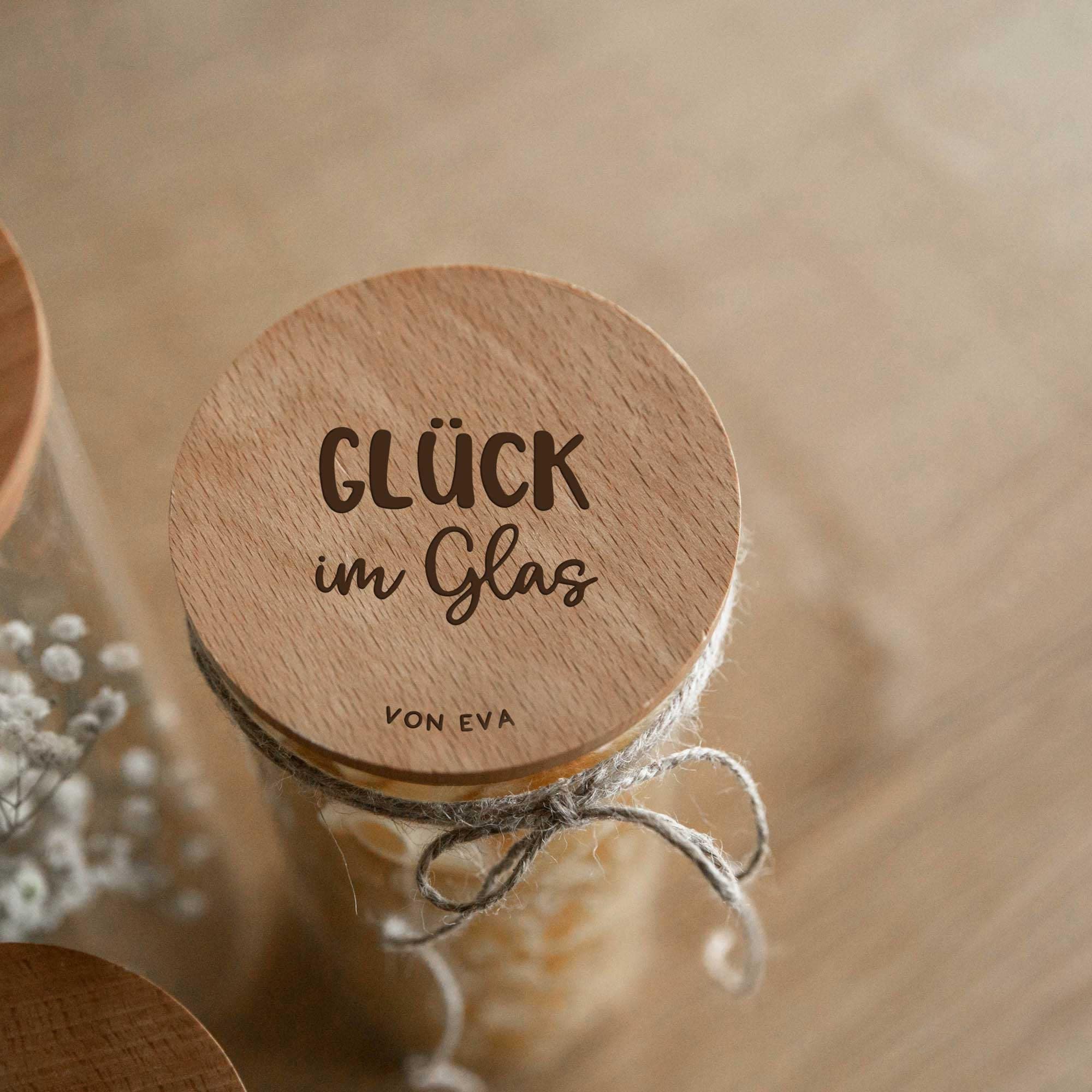 Personalisiertes Vorratsglas - Glück im Glas / Geschenk personalisiert / Geldgeschenk / Glas mit Gravur / Geburtstagsgeschenk Geld