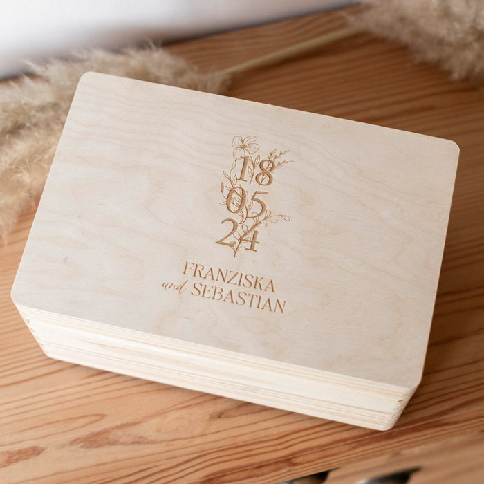 Erinnerungskiste Hochzeit / Personalisierte Holzkiste Glückwunschkarten / Geschenk Hochzeitsdatum /Geschenketisch Karten Aufbewahrung