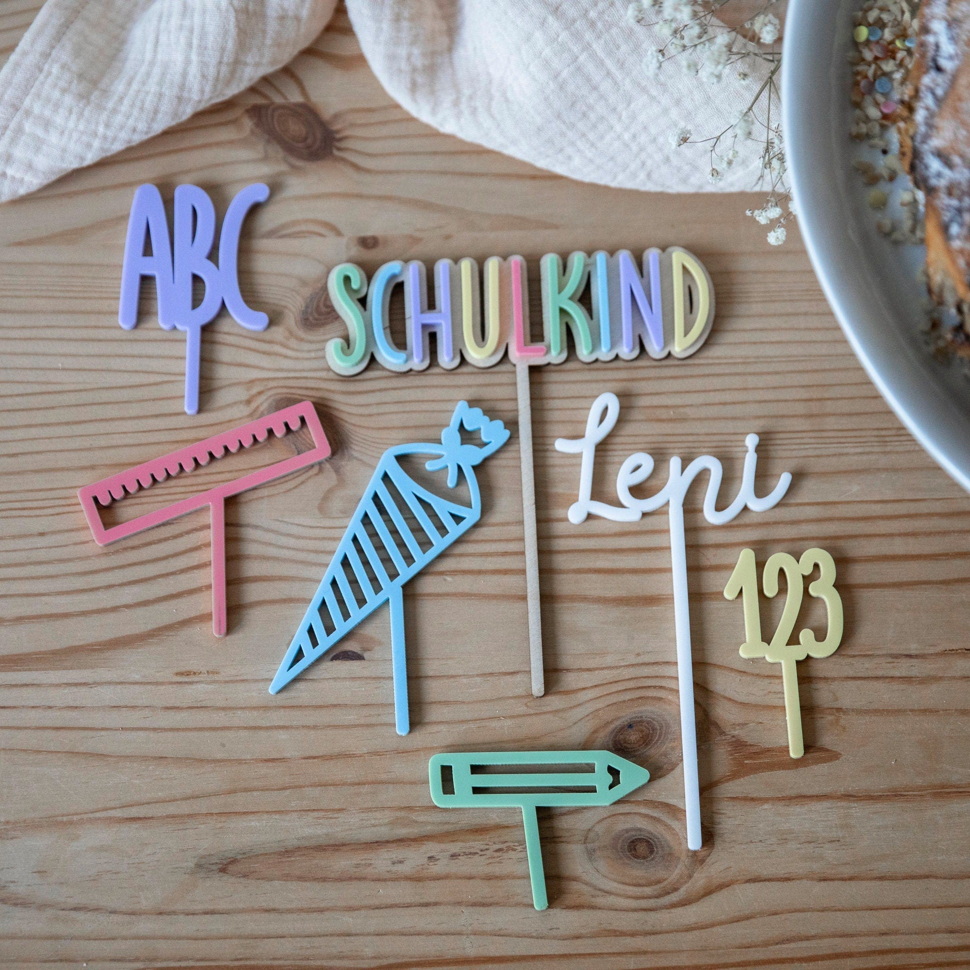 Caketopper Schulkind personalisiert / Deko Einschulung / Caketopper Schulanfang / Einschulung Geschenk / Einschulung 2024