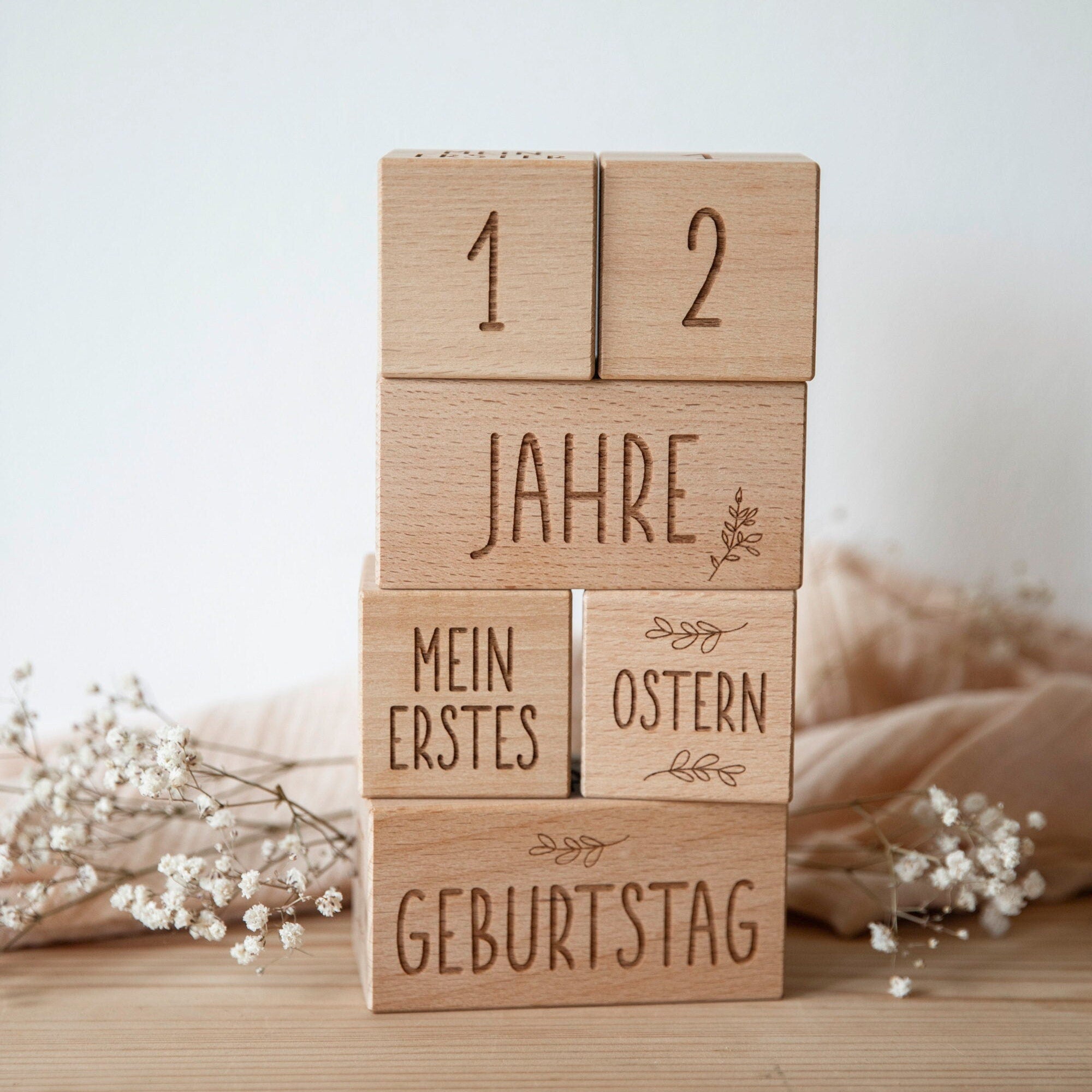 Meilenstein Holzwürfel - Meilensteinkarten Holz - Schwangerschaft - Babyzeit / Meilensteinblöcke / Holzwürfel mit Gravur / Geschenk Baby