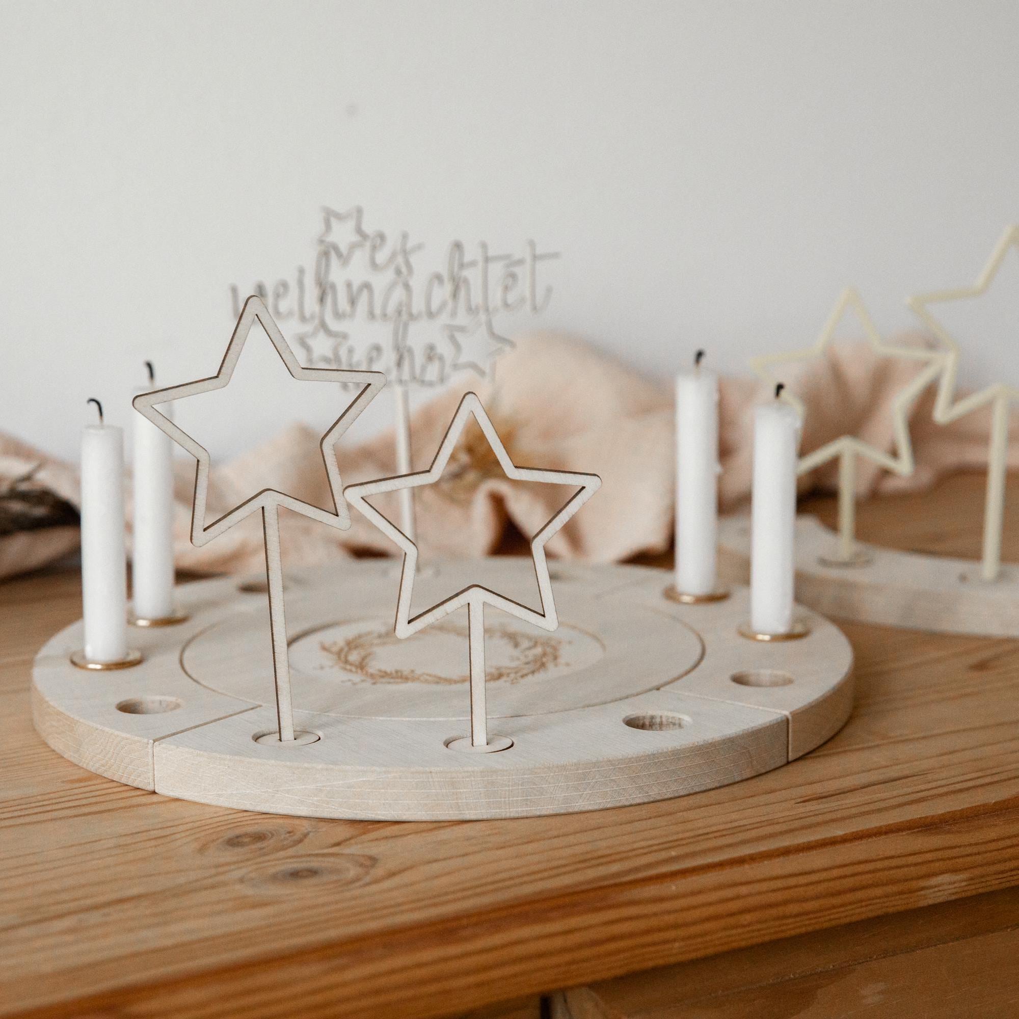 Adventsteller mit Sternmotiv ❤️ moderner Adventskranz