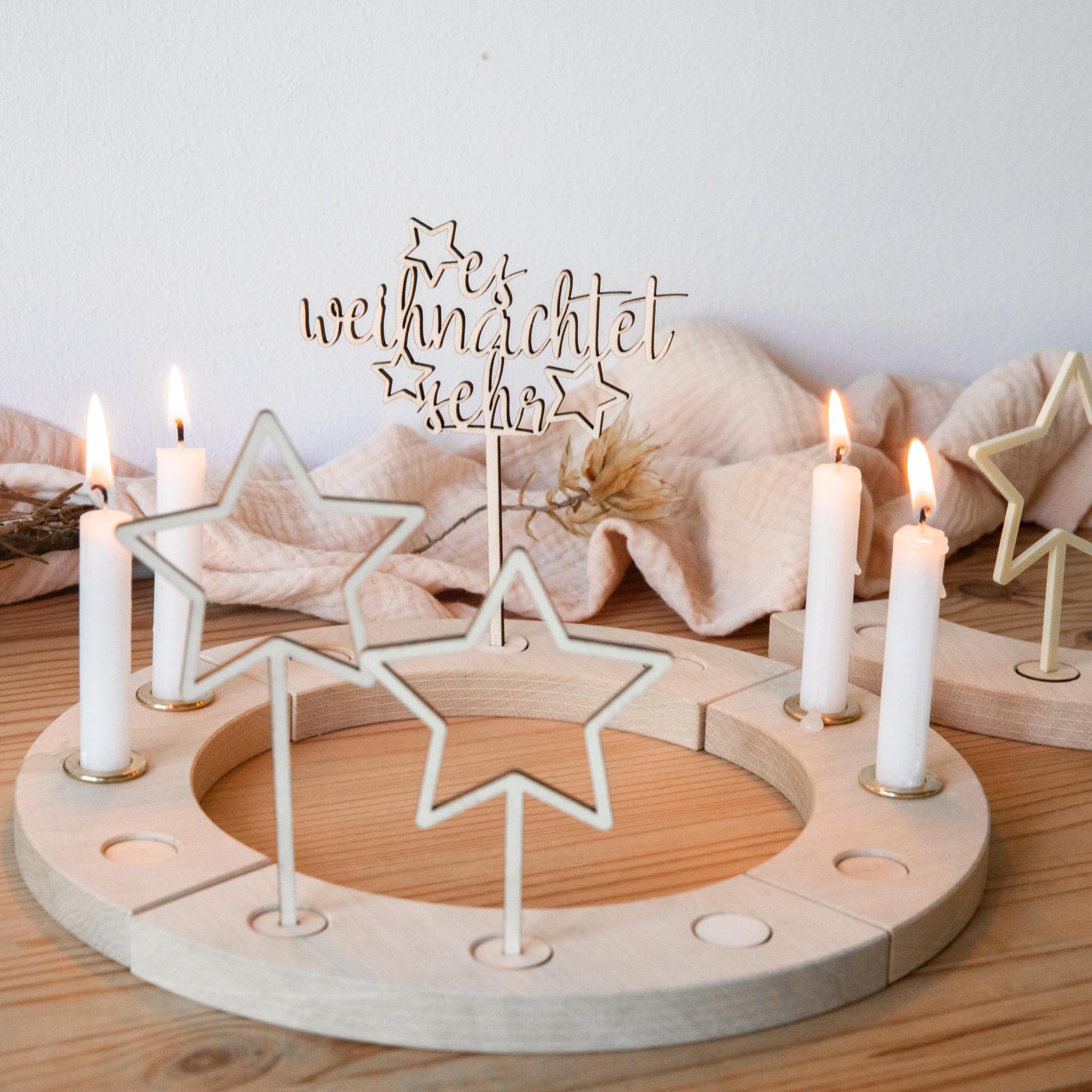 Adventsteller mit Sternen-Steckern ❤️ Holzdeko
