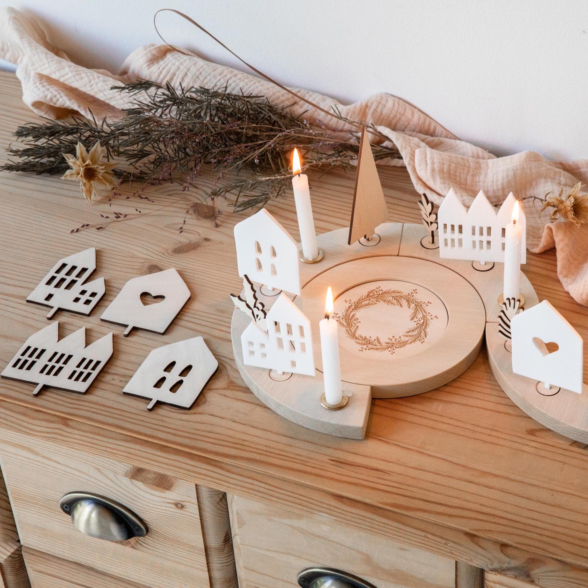 Erweiterung Holzkranz Weihnachten / Geburtstagsteller Advent / Stecker Holzkranz Advent / Adventskranz