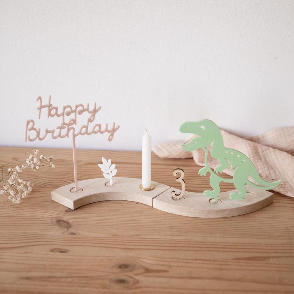 Geburtstagsschlange Dino / Geburtstagbogen Holz / Kindergeburtstag Dinosaurier / Geburtagsring / Geburtstagszug Junge / T-Rex / Kerzenhalter