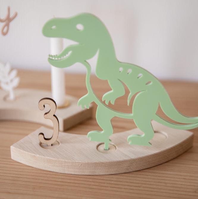 Geburtstagsschlange Dino / Geburtstagbogen Holz / Kindergeburtstag Dinosaurier / Geburtagsring / Geburtstagszug Junge / T-Rex / Kerzenhalter