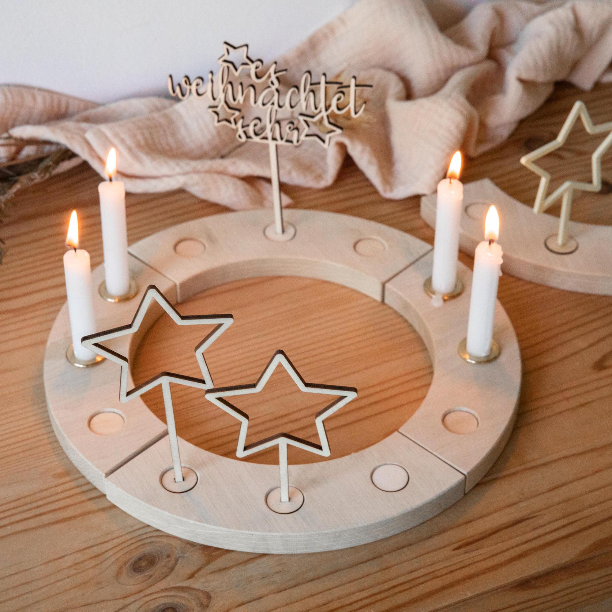 Adventsteller mit Sternen-Steckern ❤️ Holzdeko