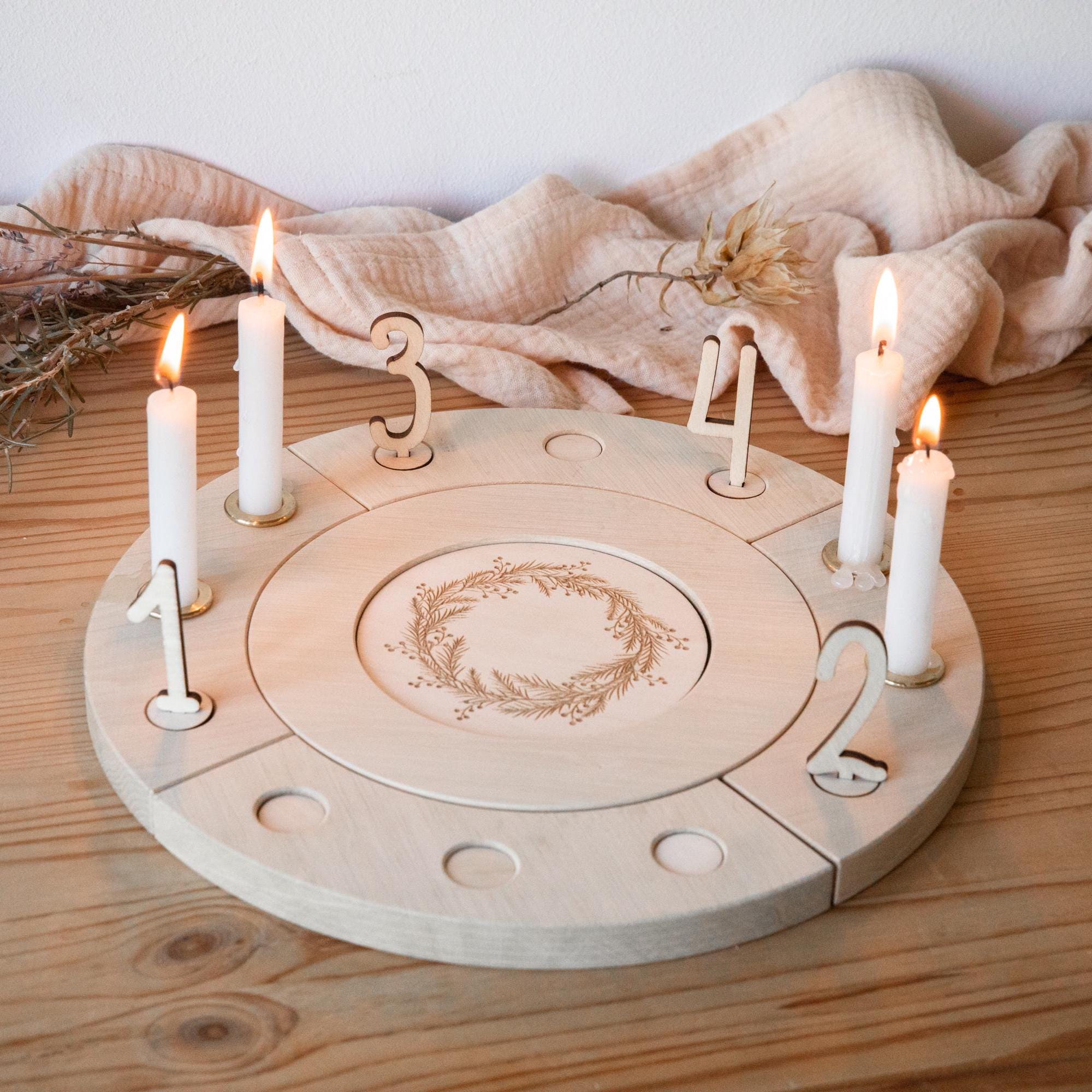 Adventskranz aus Holz ❤️ mit Holzzahlen