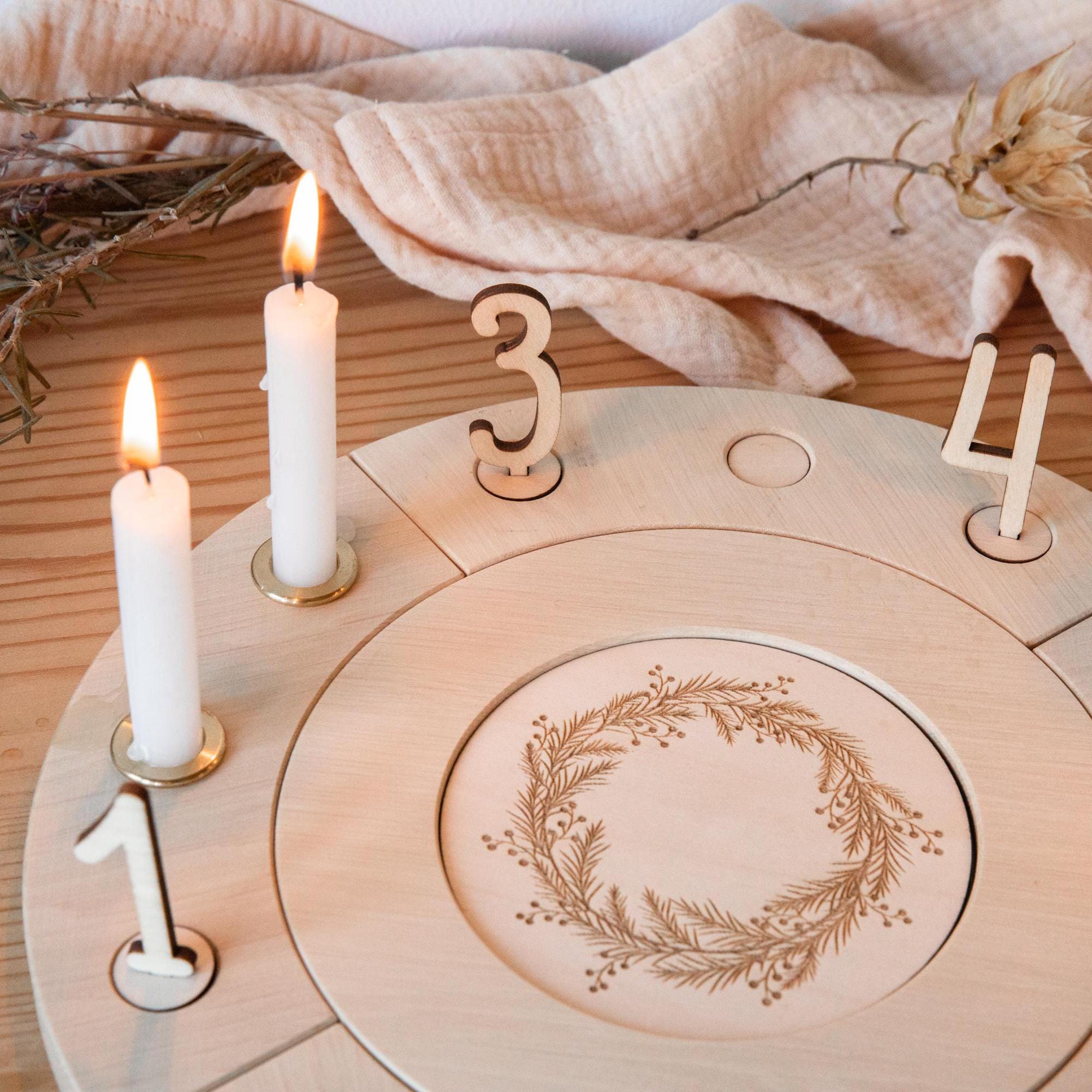 Adventskranz aus Holz ❤️ mit Holzzahlen