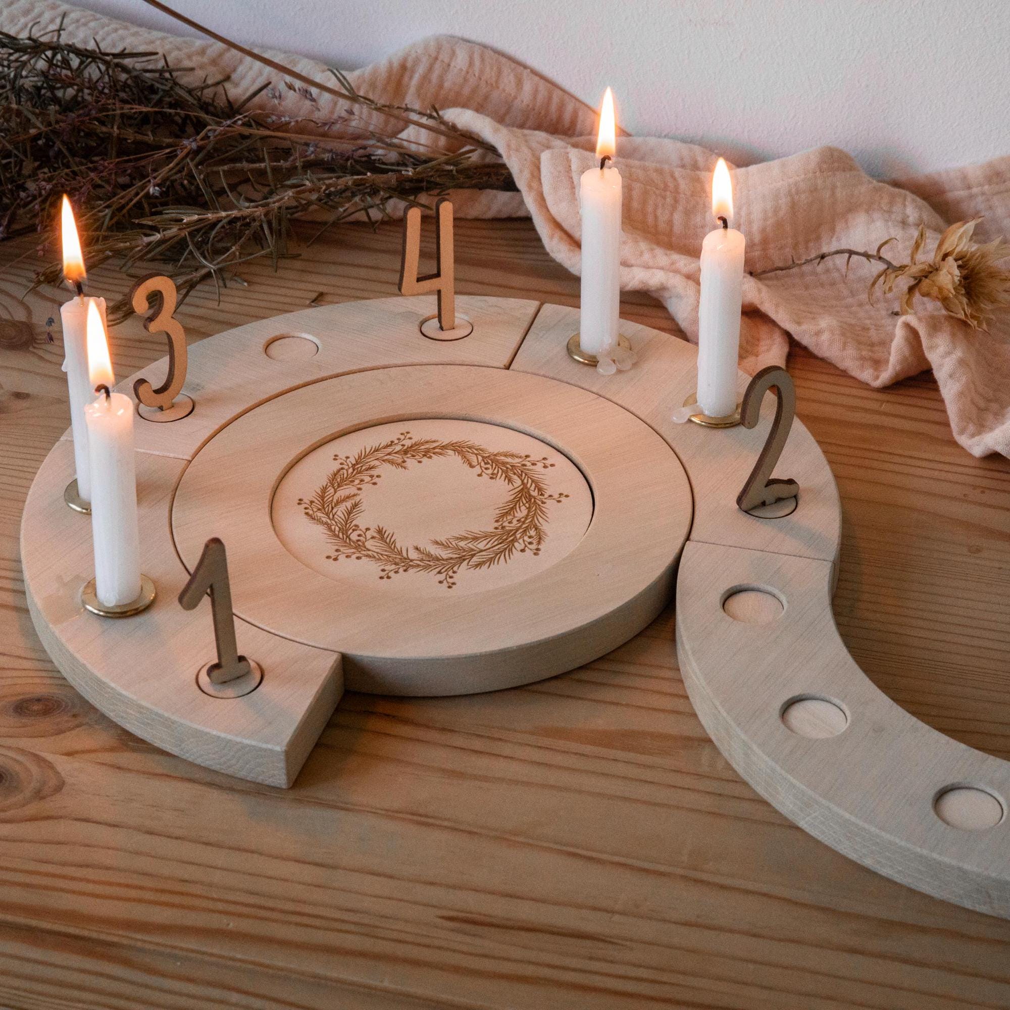Adventskranz aus Holz ❤️ mit Holzzahlen