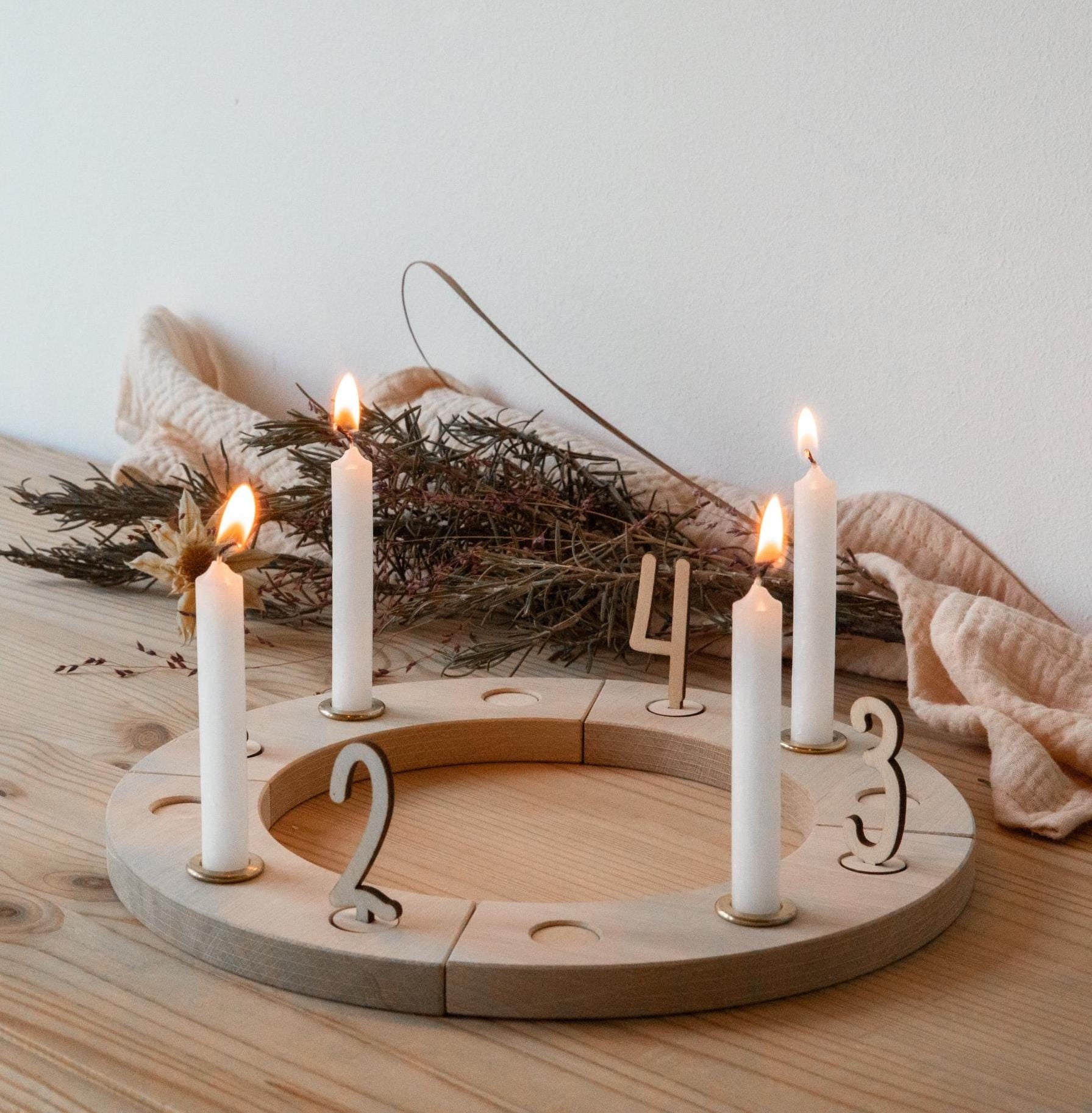 Adventskranz ❤️ aus Holz mit Deko-Ziffern