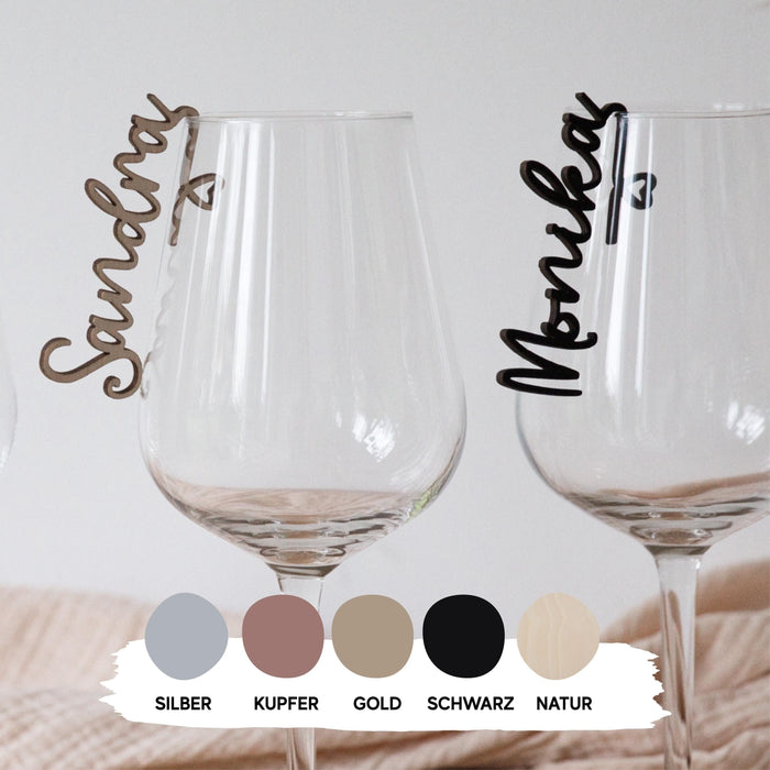 Personalisierte Glasmarkierer / Namensschild Hochzeit / Sektglas Name / Glasanhänger / Glas-Markierer / Glasmarker / Holzname zum Einhängen