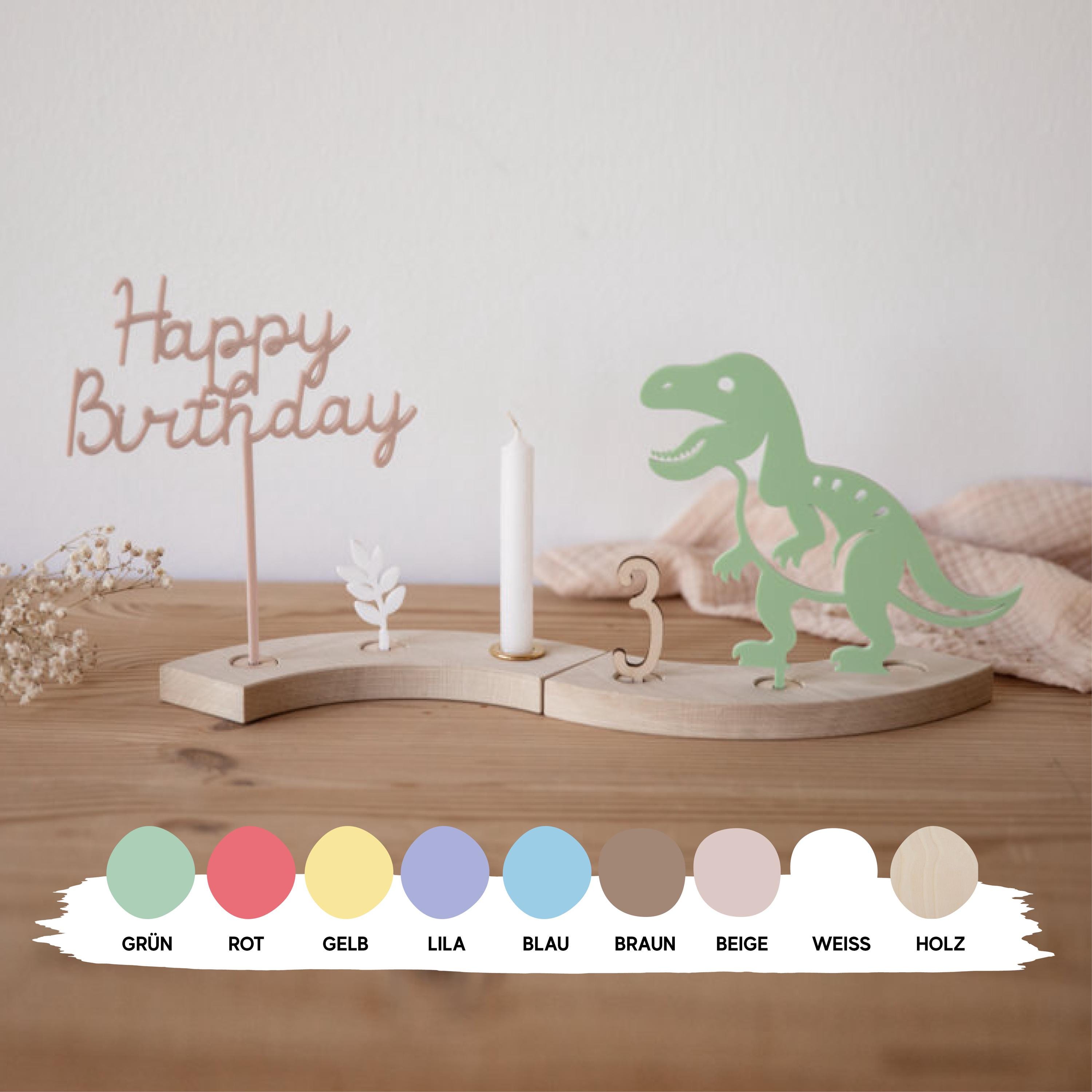 Geburtstagsschlange Dino / Geburtstagbogen Holz / Kindergeburtstag Dinosaurier / Geburtagsring / Geburtstagszug Junge / T-Rex / Kerzenhalter