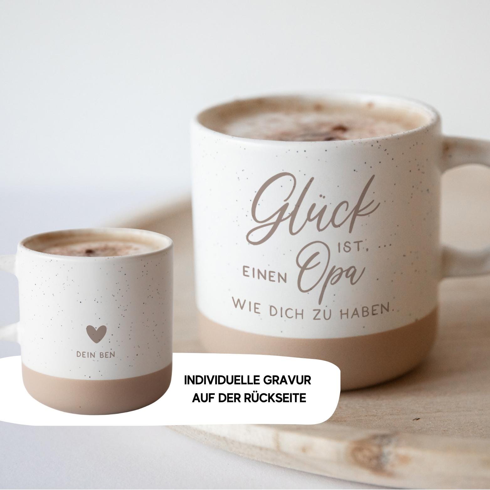 Tasse Steingut mit Gravur / Geschenk Opa / Geschenk Großvater / Weihnachtsgeschenk von Enkel / Glück ist / Tee Trinker Geschenk Weihnachten