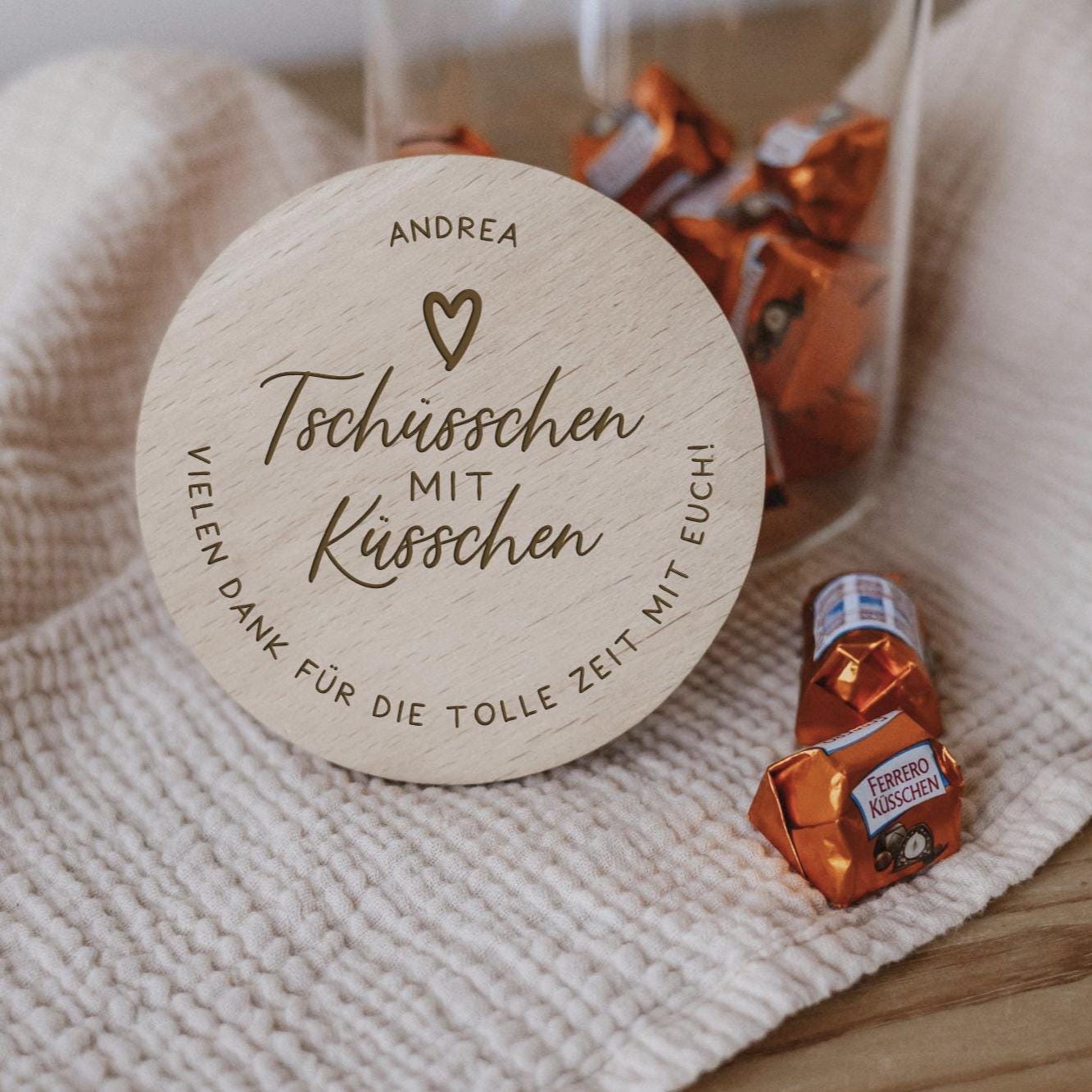 Personalisiertes Vorratsglas - „Tschüsschen mit Küsschen“ – Abschiedsgeschenk für Kollegen und Freunde - Abschied Kollegin - Work bestie