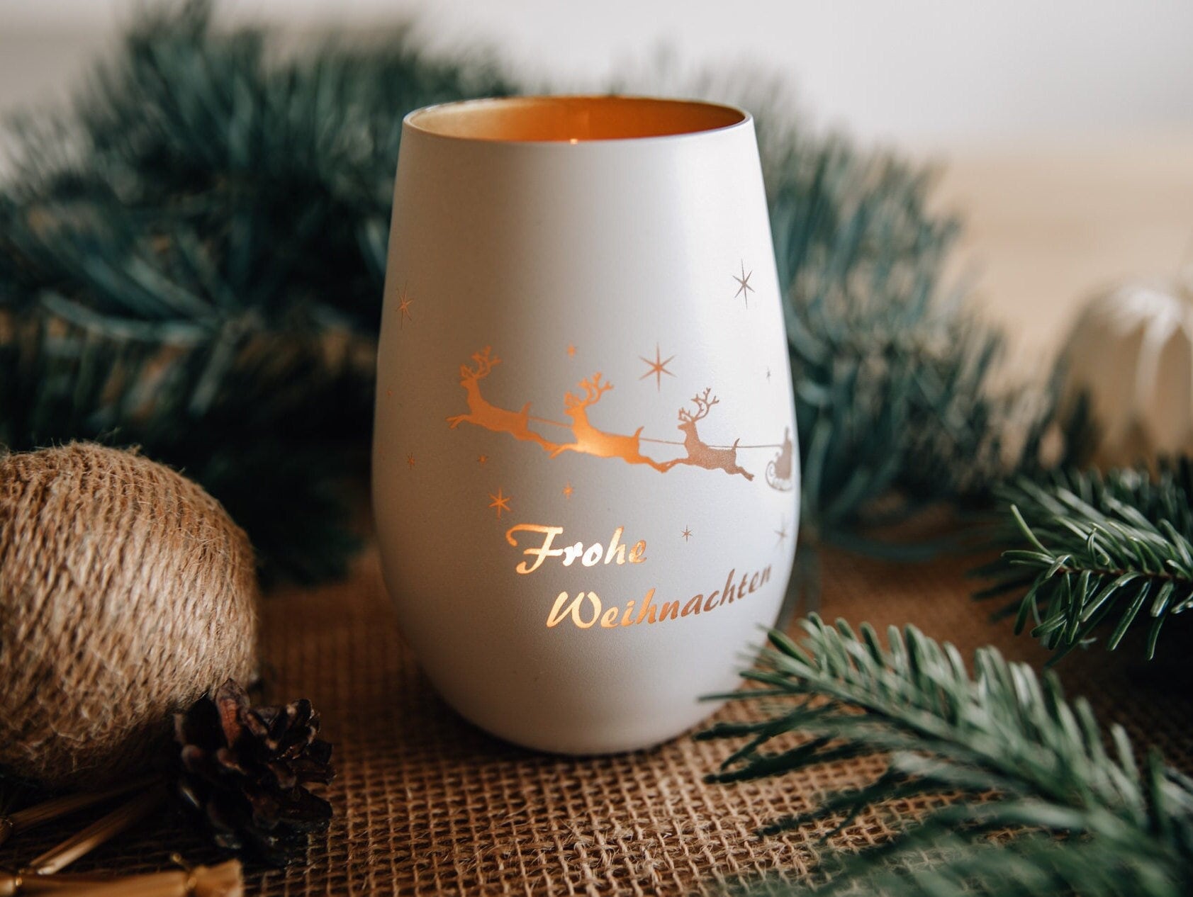 Windlicht - Frohe Weihnachten - Kristallglas / Geschenk Weihnachten / Geschenk Familie Weihnachtsfest