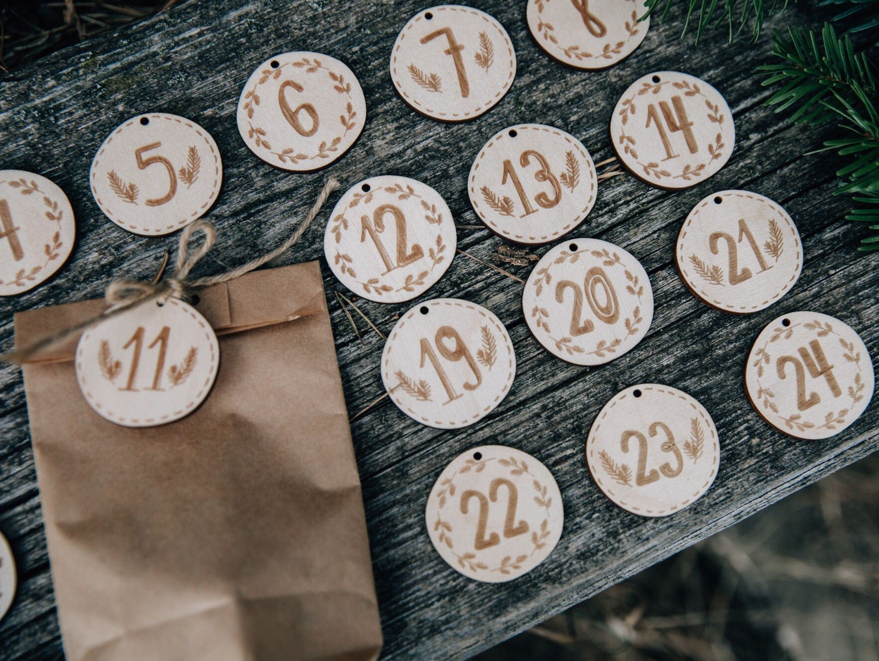 Adventskalenderzahlen 1-24 aus Holz - DIY - 24 Stück