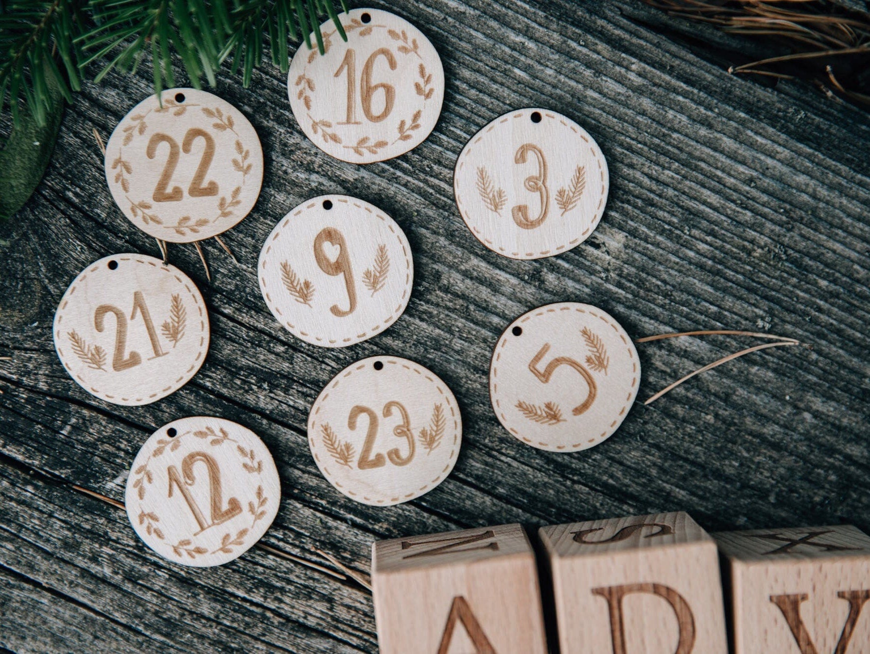 Adventskalenderzahlen 1-24 aus Holz - DIY - 24 Stück