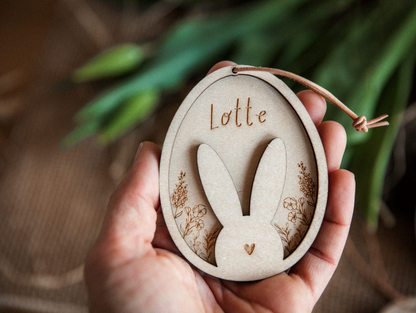 Osterdeko personalisiert aus Holz / Osteranhänger mit Name / Holzanhänger für das Osternest