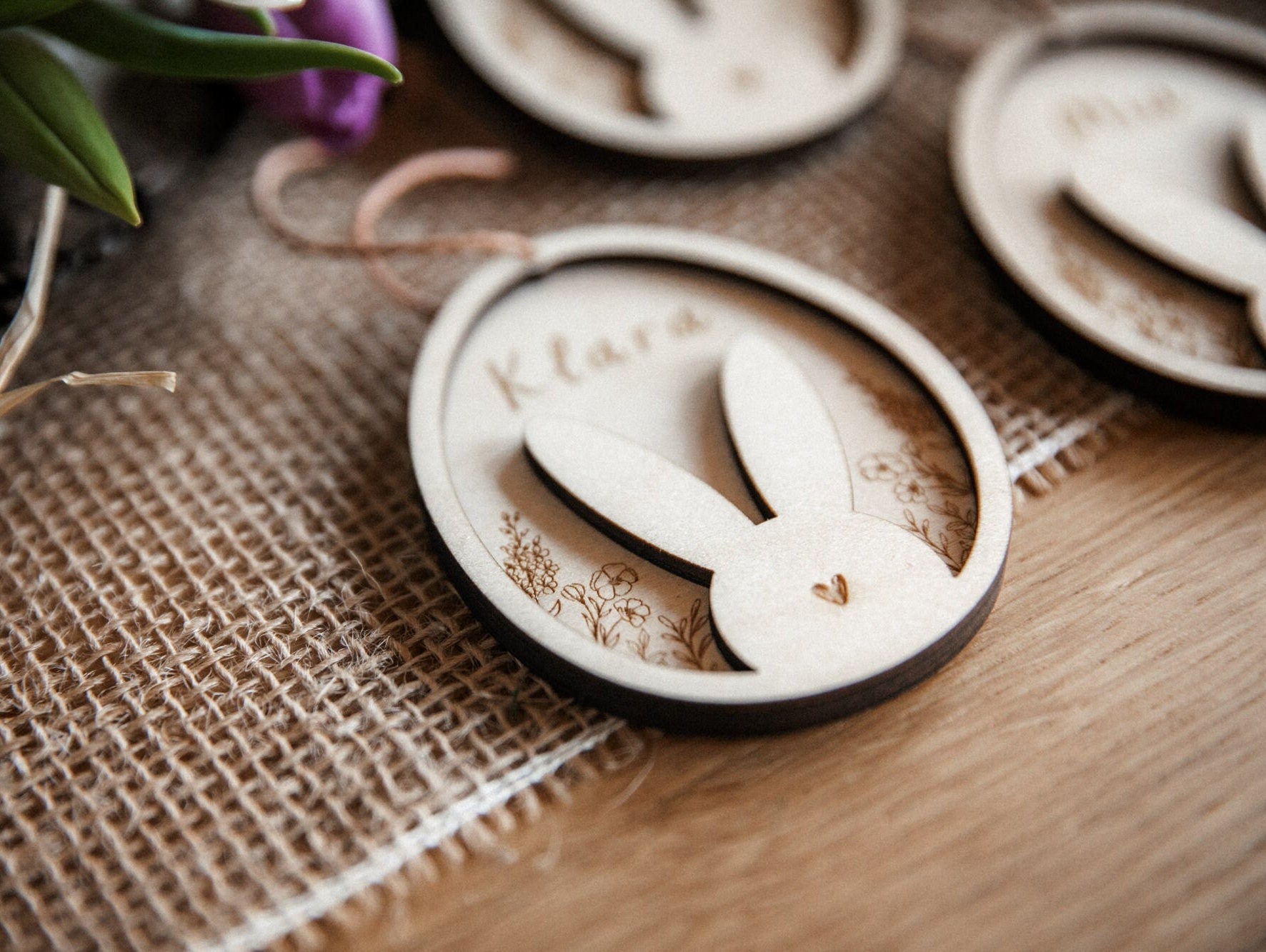 Osterdeko personalisiert aus Holz / Osteranhänger mit Name / Holzanhänger für das Osternest